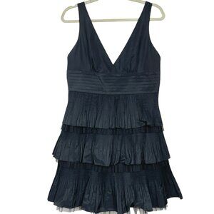 BCBGMAXAZRIA Black Tiered Pleated Cocktail Dress Size 12 NWOT